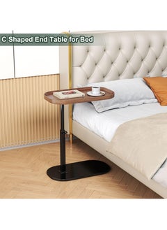 XiuWoo C Shaped Side Table Adjustable Height, 360°Swivel C Shaped End Table, Couch Side Tables That Slide Under, Small Coffee C Table End Table for Sofa Bed Bathtub, Rotating Elevate Tabletop (black)  - Image 3