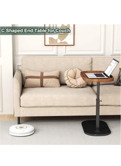 XiuWoo C Shaped Side Table Adjustable Height, 360°Swivel C Shaped End Table, Couch Side Tables That Slide Under, Small Coffee C Table End Table for Sofa Bed Bathtub, Rotating Elevate Tabletop (black)  - Image 4