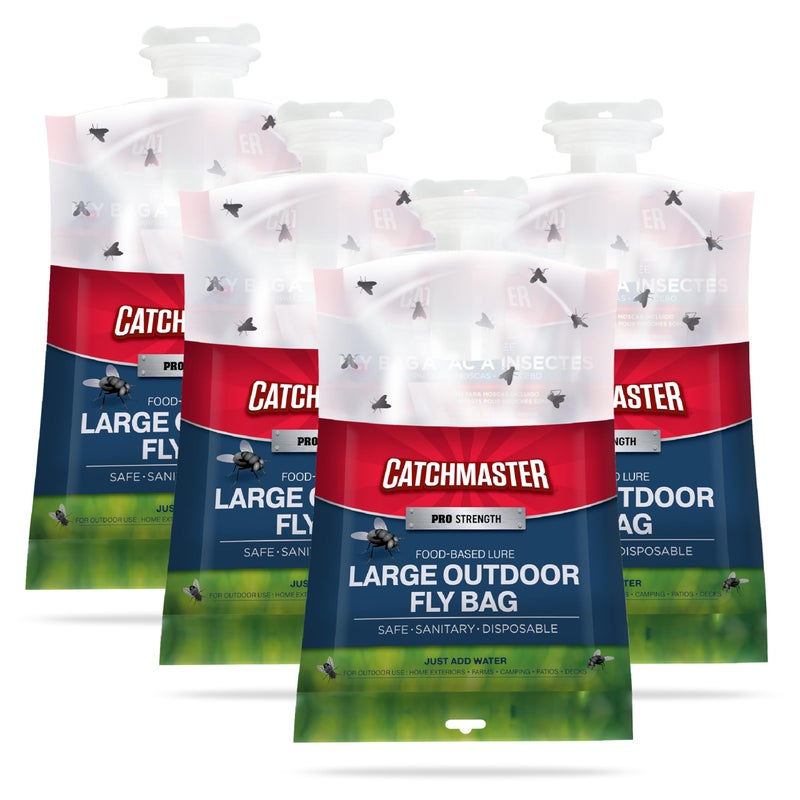 Catchmaster Pro Series Extra-Large Outdoor Fly Trap w/No-Mess Lid 4-Pack - Hanging Fly Trap Outdoor Home, Bug Catcher and Flying Insect Trap with Premium Food Lure for Backyard, Pool, Patio & Camping - Image 1