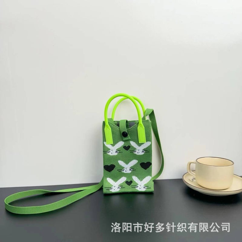 Advanced Sense Ins Mobile Phone Bag New Cartoon Knitted Bag Dopamine Niche All-Match Crossbody Shoulder Bag Handbag - Image 3