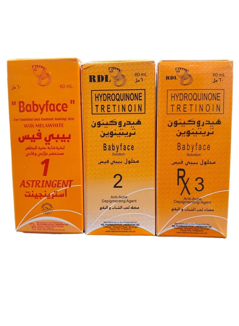 بيبي فيس مجموعة بيبي فيس محلول هيدروكينون تريتينوين شفاف 60مل - Image 1