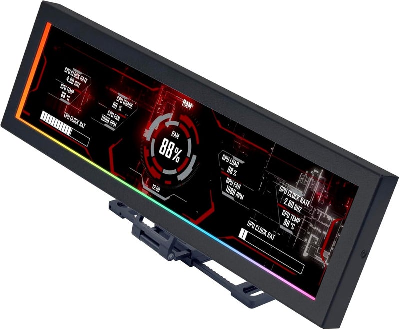 شاشة عرض عالمية Lian Li 8.8 بوصة سوداء ARGB IPS LCD 1920x480 USB للحالات - Image 1