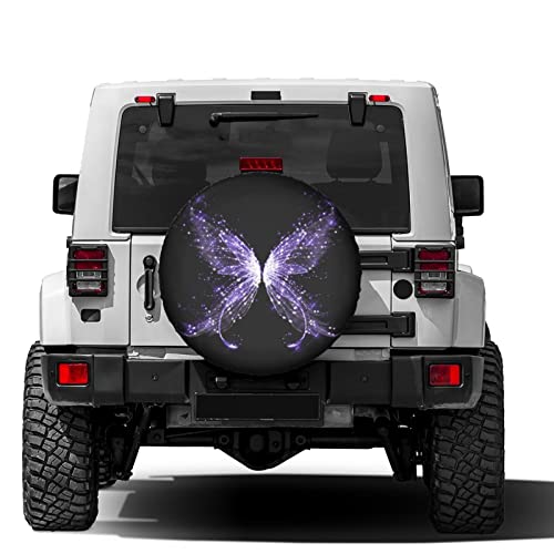 Delerain Purple Butterfly Spare Tire Covers Waterproof Dust-Proof Spare Wheel Cover Universal Fit for, Trailer, RV, SUV, Truck and Many Vehicle (17 Inch for Diameter 31"-33") - Image 2
