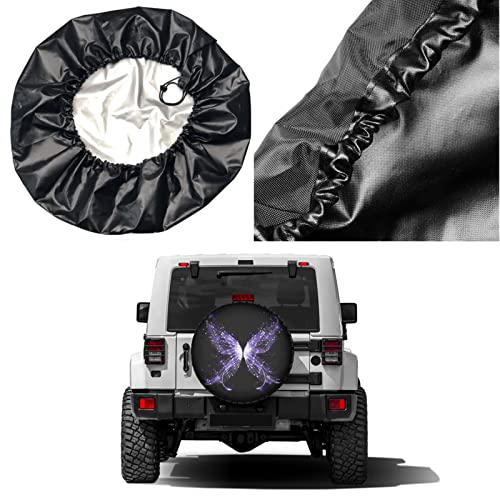 Delerain Purple Butterfly Spare Tire Covers Waterproof Dust-Proof Spare Wheel Cover Universal Fit for, Trailer, RV, SUV, Truck and Many Vehicle (17 Inch for Diameter 31"-33") - Image 5