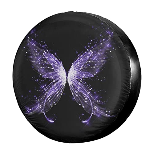 Delerain Purple Butterfly Spare Tire Covers Waterproof Dust-Proof Spare Wheel Cover Universal Fit for, Trailer, RV, SUV, Truck and Many Vehicle (17 Inch for Diameter 31"-33") - Image 1
