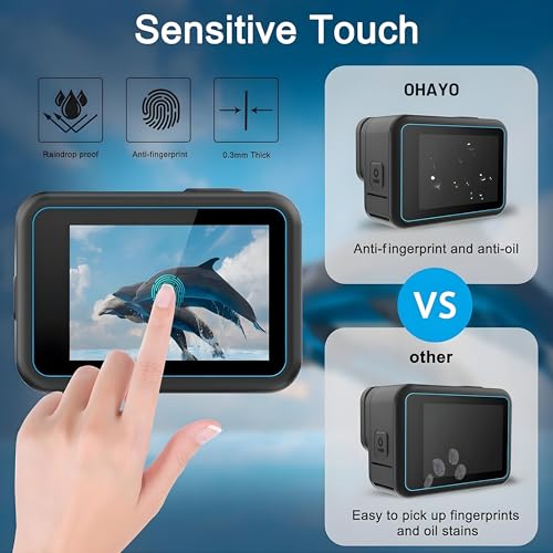 OHAYO Military Strength Tempered Glass Screen Protector For GoPro Hero 9/10/11/12| 9H+ Hardness, Strong Protection, Full Screen Edge-to-Edge Cover, Scratch Resistant, Bubble-Free Install, Ultra HD Clarity,With installation kit, Complete Set Of 3 Glass - Image 3