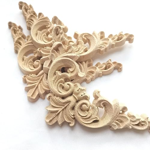 Aiminjey 20 Pcs Decorative Wood Appliques and Onlay Embellishments for Furniture 3.1inch Wooden Carved Corner Applique Decal DIY Unpainted for Furniture Wardrobe Mirror Photo Frame Closet Decoration - Image 4