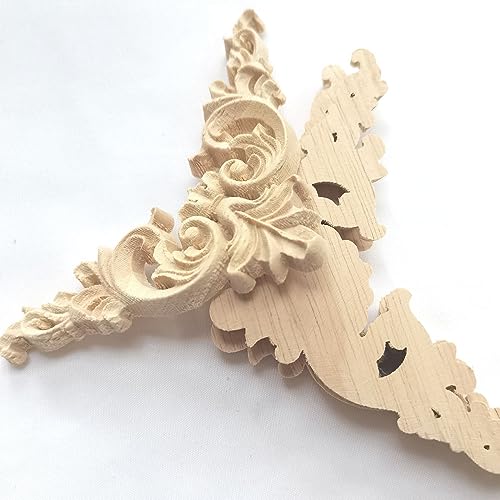 Aiminjey 20 Pcs Decorative Wood Appliques and Onlay Embellishments for Furniture 3.1inch Wooden Carved Corner Applique Decal DIY Unpainted for Furniture Wardrobe Mirror Photo Frame Closet Decoration - Image 3
