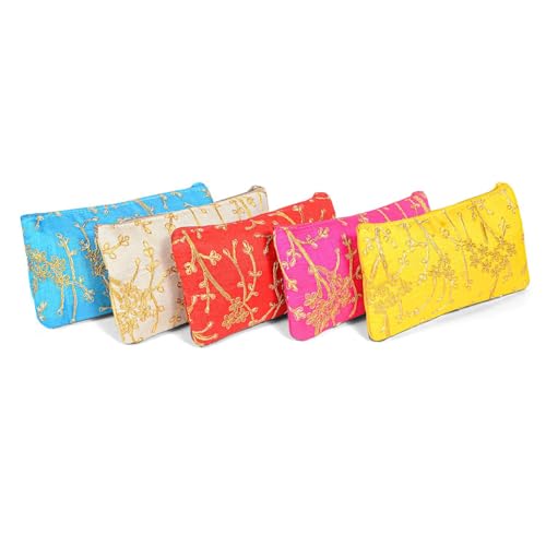 AT Ankit Traders Traditional Embroidered Zipper Purse for Women Pack of 6 | Return Gifts for Baby Shower, Haldi, Mehendi, Wedding | Multicolor Ethnic Pouch Set - Image 1