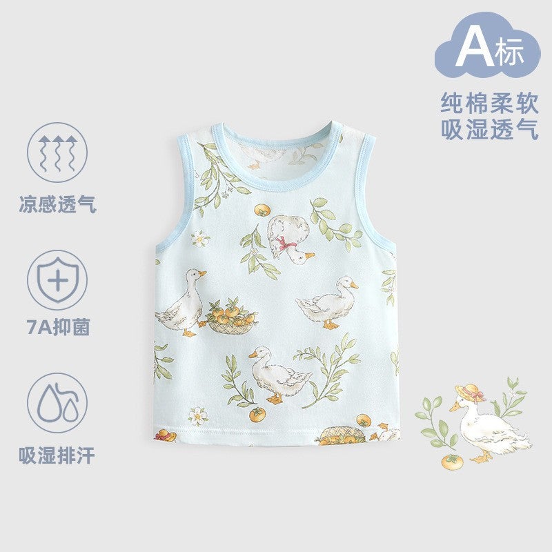 Newborn Baby''s Vest Boys'' Inner Wear Base Girls'' Sling Children''s Vest Pure Cotton Summer Thin Summer Dress - Image 1