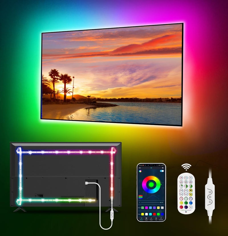 MATICOD LED Lights for TV Led Backlight 984ft RGB Led Strip Lights for TV Lights Behind USB Led Light Strip for 3243in TV Bluetooth APP Control Music Sync Strip Lighting for Christmas Decorations