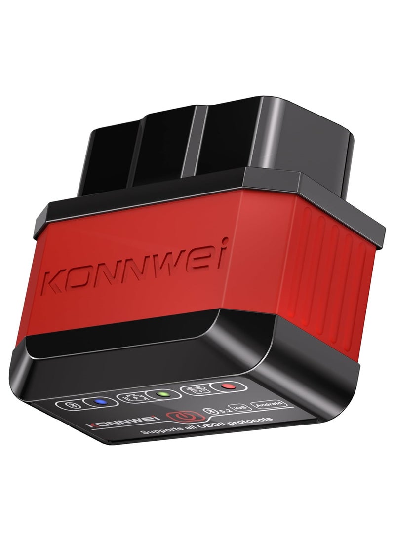 Konnwei OBD2 Scanner Bluetooth 5.2, Wireless Auto Fixd Car Diagnostic Tool，Works with iOS/Android，Car Check Engine Car Code Reader, Clear Error Code ，Performance Test ，Applicable to 99% of Cars  - Image 1