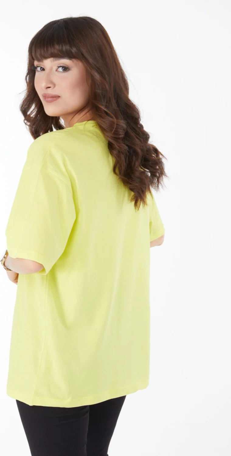 Tofisa Plain Crew Neck Women's Green Printed T-Shirt - 25173