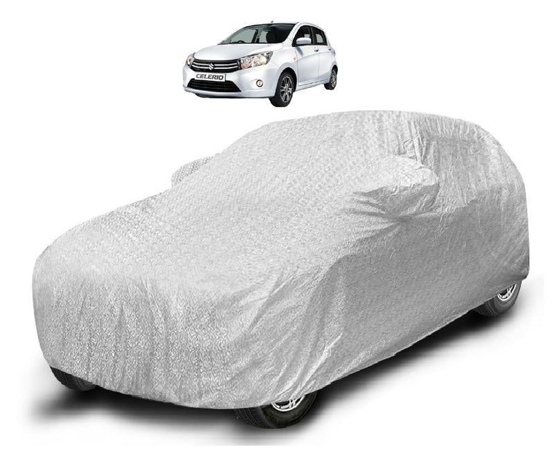 Auto Hub Waterproof Car Cover Compatible with Maruti Celerio with Mirror Pocket, Soft Cotton Lining, Waterproof Celerio Car Cover- Metallic Silver - Image 1