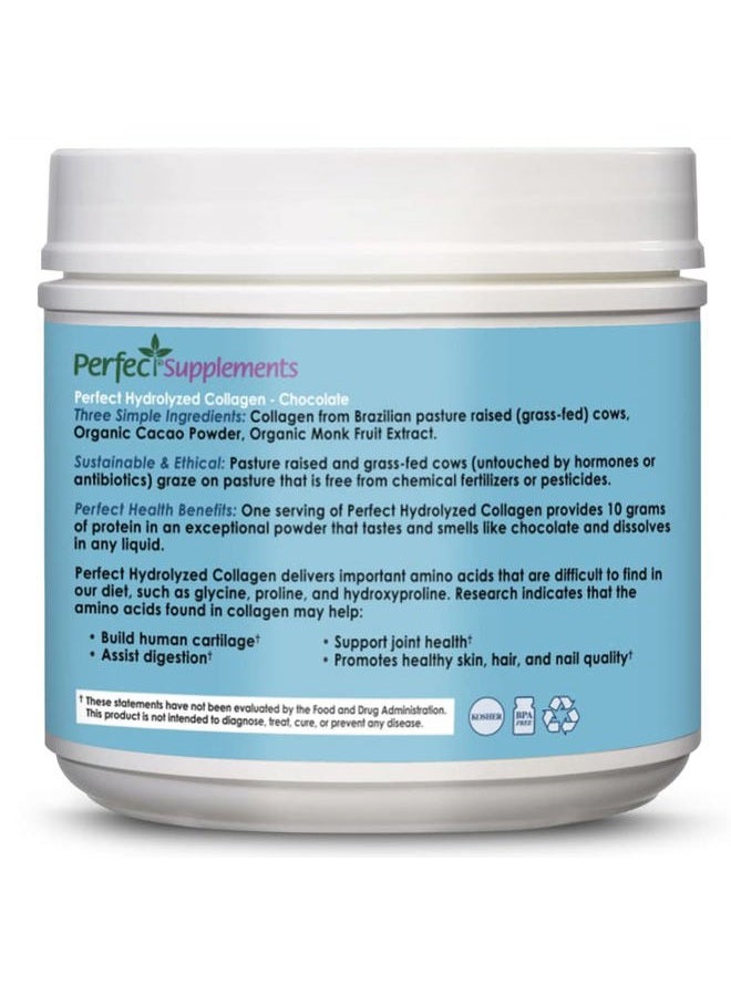 Perfect Supplements Perfect Hydrolyzed Collagen Chocolate - 14 oz - Bovine Hydrolyzed Collagen Peptides - Pesticide & Hormone Free - Brazilian Pasture Raised - Image 3