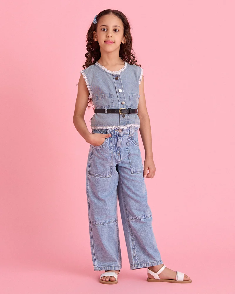 ردتاغ Girls Blue Plain Jeans