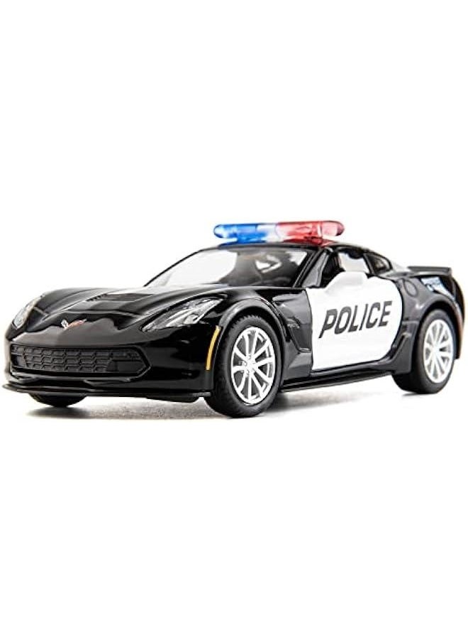 Generic - 1/36 Scale Corvette Police Car Model, Zinc Alloy Die-Cast Pull Back Vehicles Kid Toys for Boy Girl Gift (Corvette Police Car) - Image 1