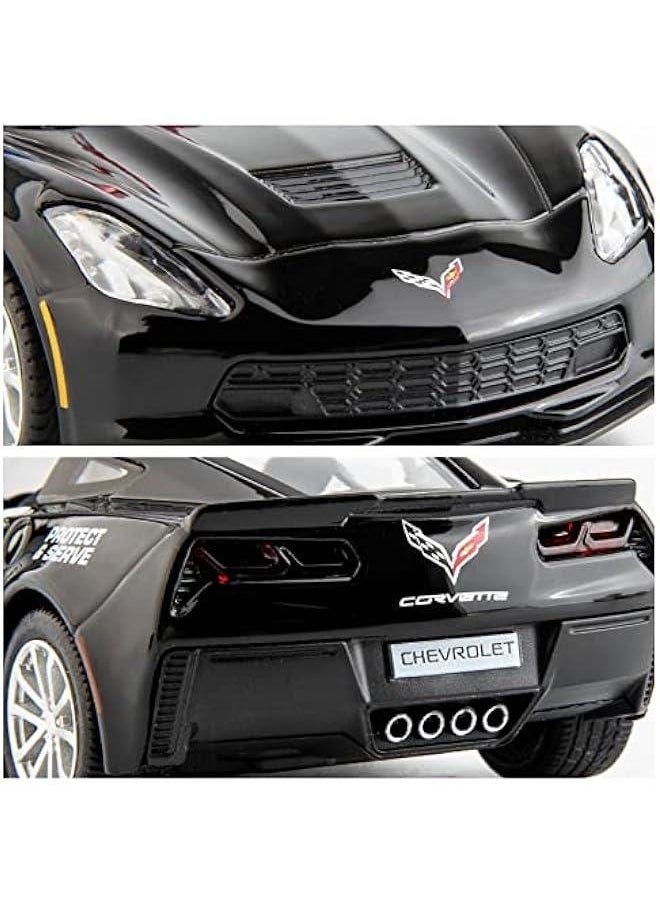 Generic - 1/36 Scale Corvette Police Car Model, Zinc Alloy Die-Cast Pull Back Vehicles Kid Toys for Boy Girl Gift (Corvette Police Car) - Image 1