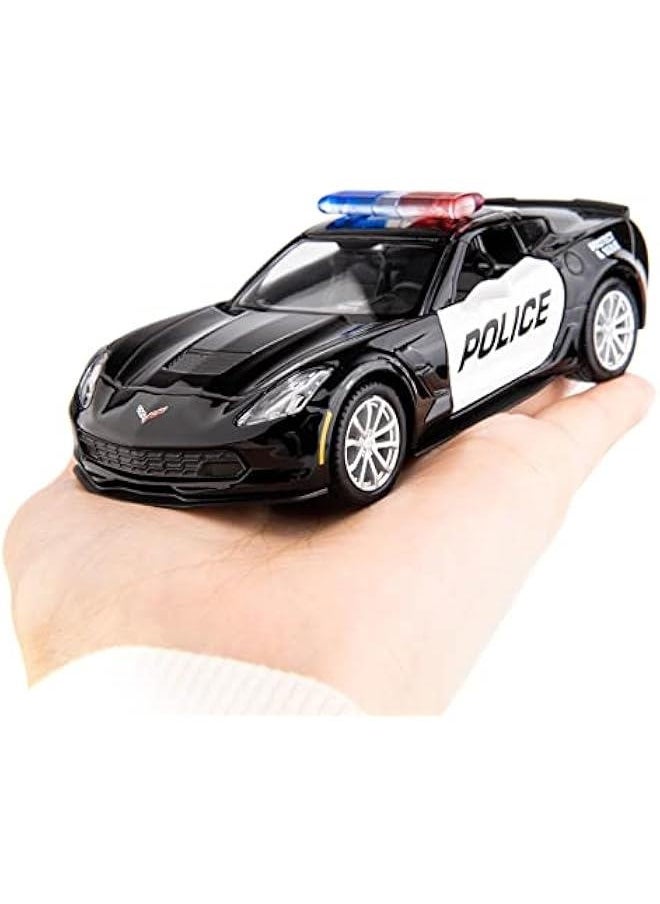 Generic - 1/36 Scale Corvette Police Car Model, Zinc Alloy Die-Cast Pull Back Vehicles Kid Toys for Boy Girl Gift (Corvette Police Car) - Image 1