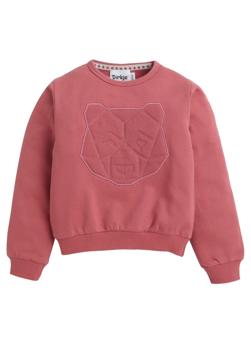 ديركجي بدلة رياضية صوفية برسومات دب للأولاد من ديركي - طقم من قطعتين بلون مرجاني ورمادي - Image 3