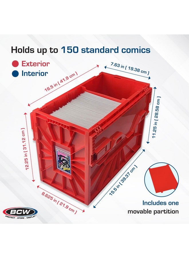 BCW BCW Short Comic Book Bin | Holds 150 Comics | Stackable Plastic Storage | Acid-Free Organizer | Red, 2 Pack  - Image 3