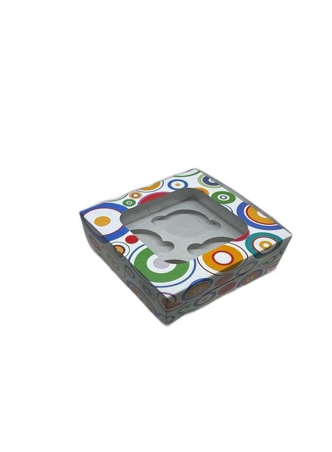 Baekence Cupcake boxes for 4 Mix Colors circular design, Pack of 20 pcs - Image 1