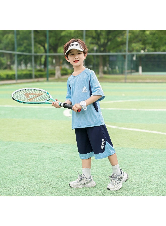 Bumblebee Boys' Sportswear Set 2025 Summer New Mesh Breathable Basketball Outfit Two-piece Casual Trendy Outfit For Big Kids - Image 4