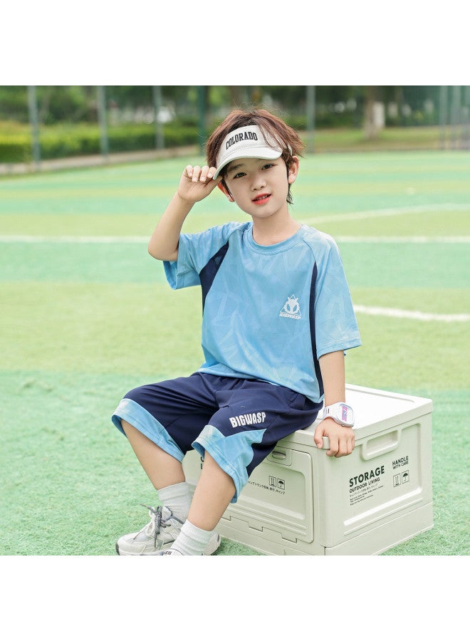 Bumblebee Boys' Sportswear Set 2025 Summer New Mesh Breathable Basketball Outfit Two-piece Casual Trendy Outfit For Big Kids - Image 3