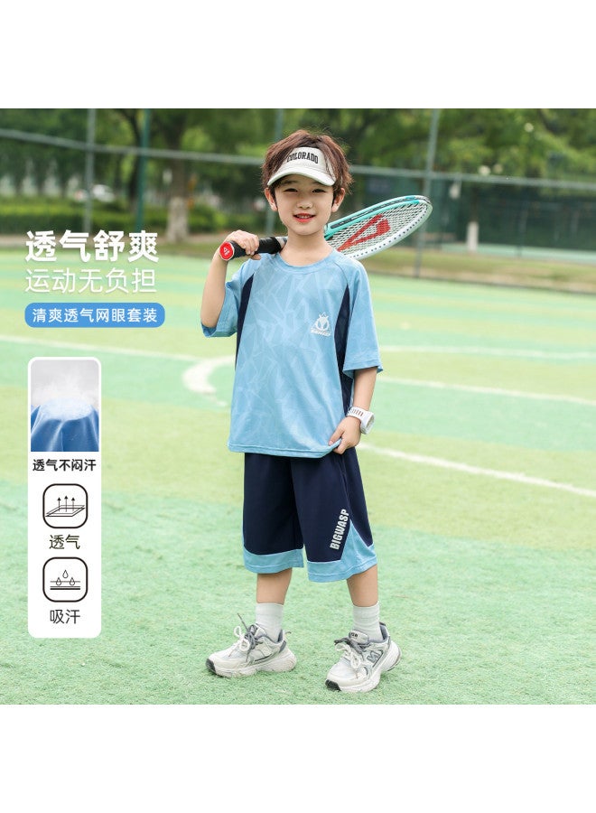 Bumblebee Boys' Sportswear Set 2025 Summer New Mesh Breathable Basketball Outfit Two-piece Casual Trendy Outfit For Big Kids - Image 2