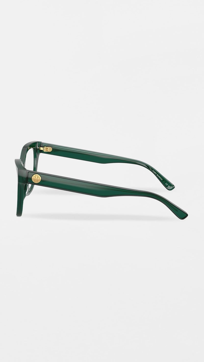 Tory Burch Women's Monogram Cat Eye Eyeglasses, Trans Sage Grn/Dk Grn Piping, One Size - Image 3