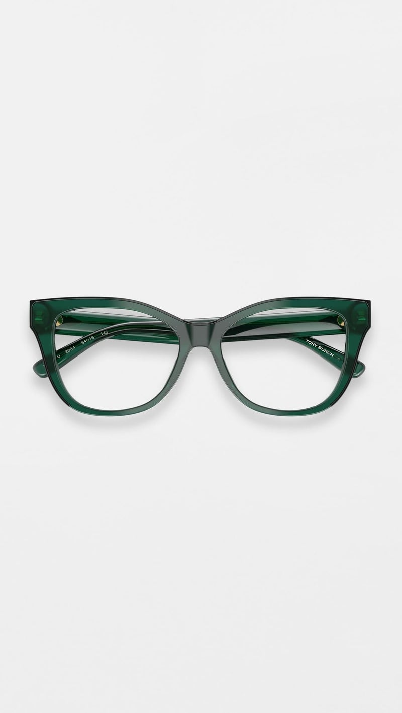 Tory Burch Women's Monogram Cat Eye Eyeglasses, Trans Sage Grn/Dk Grn Piping, One Size - Image 4