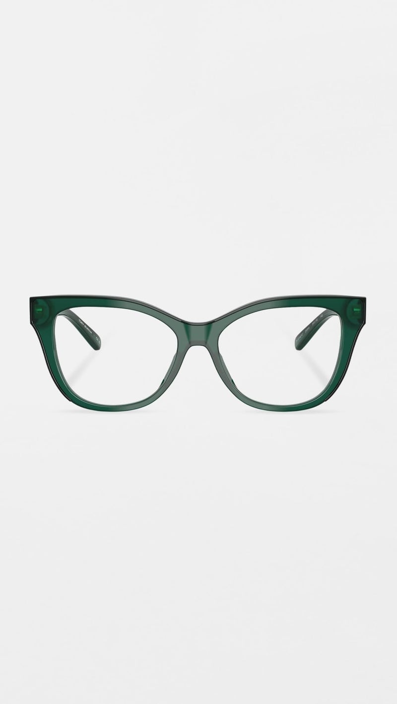 Tory Burch Women's Monogram Cat Eye Eyeglasses, Trans Sage Grn/Dk Grn Piping, One Size - Image 2
