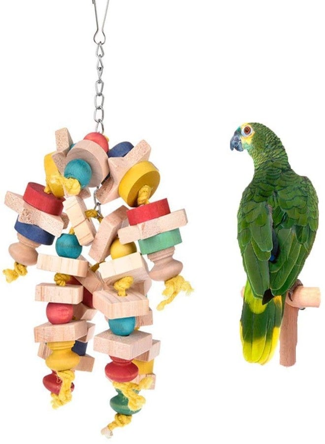Litewoo Bird Chew Toy Natural Wood Blocks Hanging Swing Cage Accessories for Small Medium Parrot African Grey Cockatoo Parakeet Cockatiel Conure Finch Budgie - Image 1