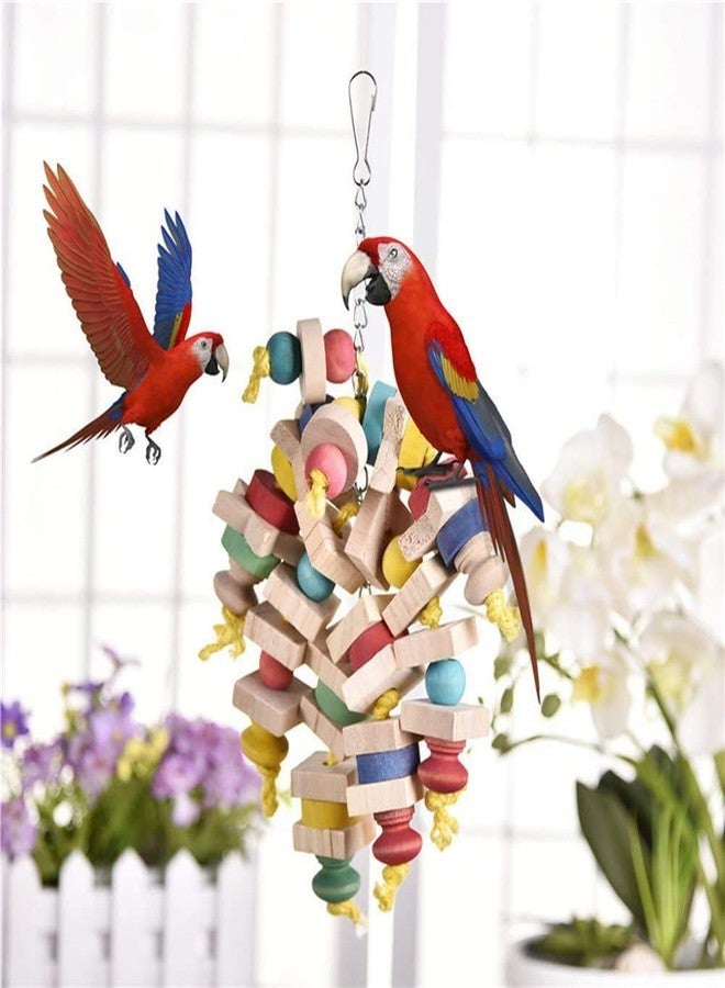 Litewoo Bird Chew Toy Natural Wood Blocks Hanging Swing Cage Accessories for Small Medium Parrot African Grey Cockatoo Parakeet Cockatiel Conure Finch Budgie - Image 3