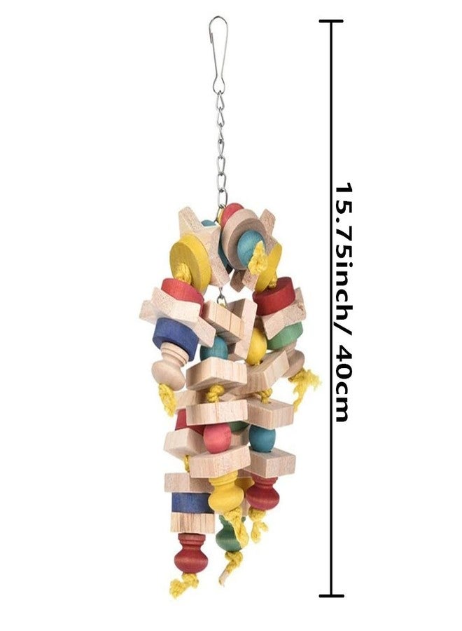 Litewoo Bird Chew Toy Natural Wood Blocks Hanging Swing Cage Accessories for Small Medium Parrot African Grey Cockatoo Parakeet Cockatiel Conure Finch Budgie - Image 2