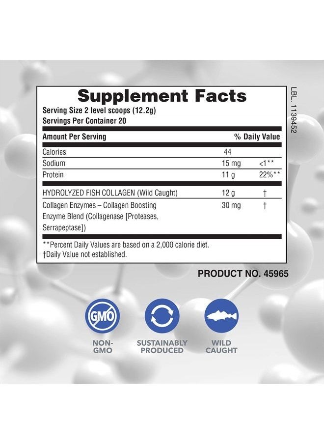 Nature's Plus - NaturesPlus Marine Collagen Peptides, Unflavored - .53 lb Tub - Hydrolyzed Protein Powder - Supports Vital Organs, Joint Mobility & Hair, Skin & Nails - Gluten-Free, Non-GMO - 20 Servings - Image 1