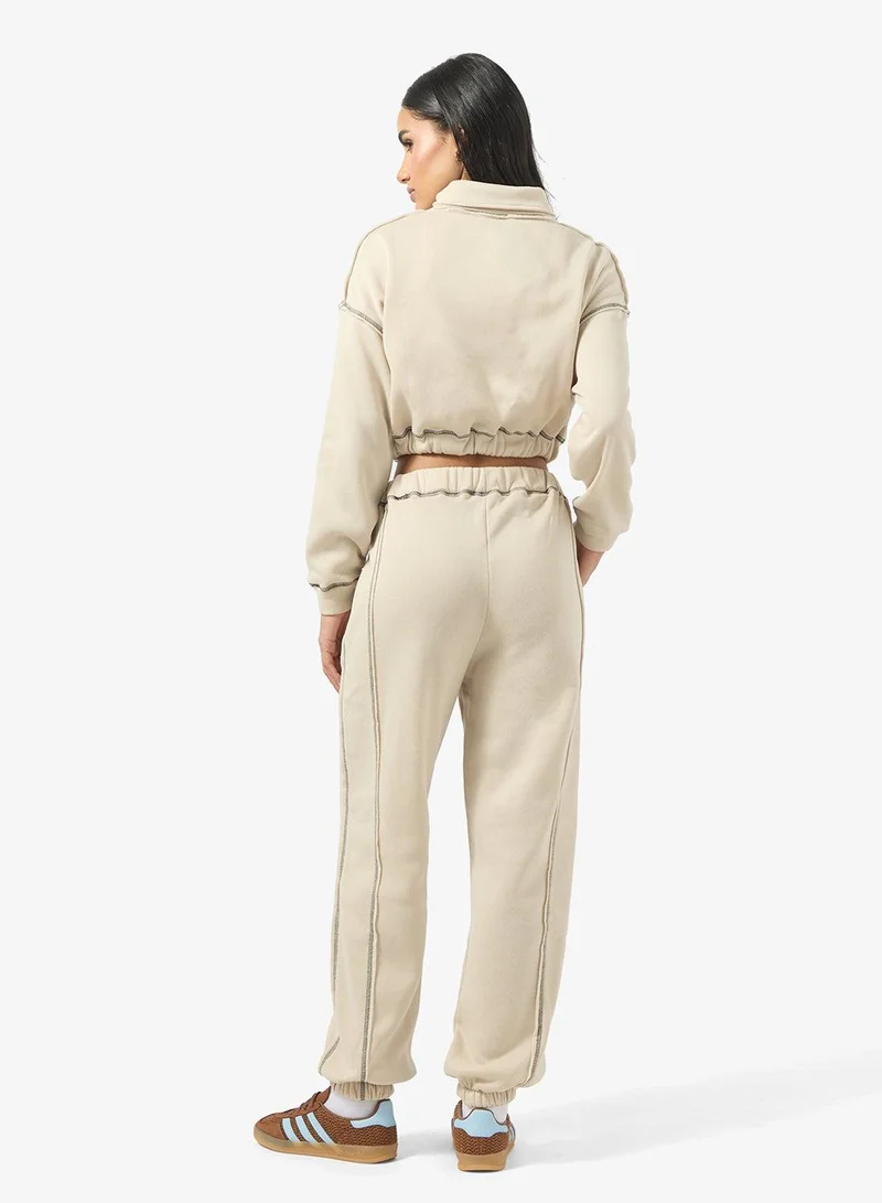 Ginger Zip Up Contrast Stitch Detail Tracksuit