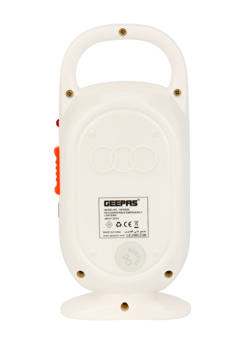 Geepas LED Emergency Lantern GE53038, Energy Efficient Design, 22 Pieces Hi-Power LEDs, and 5 Hours Working, Compact, Portable and Light-Weight Design with Stand, Perfect for Indoor and Outdoor Use