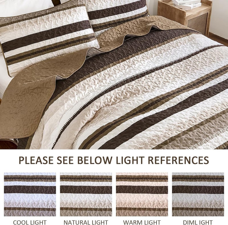 WONGS BEDDING مجموعة بطانيات من WONGS بلون بني، تتكون من 3 قطع: غطاء سرير بألوان سوداء مخطوطة، بطانيات خفيفة الوزن، مقاس 110" �� 90". - Image 4