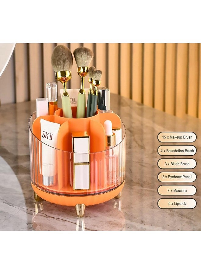 ستار ورك حامل فرش المكياج من ستار وورك مع غطاء، منظم مكياج يدور 360 درجة، كوب فرش مكياج بـ 7 فتحات، لتزيين الزينة، حامل فرش طلاء، منظم حامل فرش مكياج، منظم فرش مكياج. (برتقالي) - Image 2