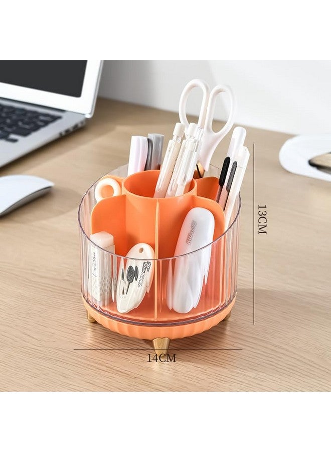 ستار ورك حامل فرش المكياج من ستار وورك مع غطاء، منظم مكياج يدور 360 درجة، كوب فرش مكياج بـ 7 فتحات، لتزيين الزينة، حامل فرش طلاء، منظم حامل فرش مكياج، منظم فرش مكياج. (برتقالي) - Image 3