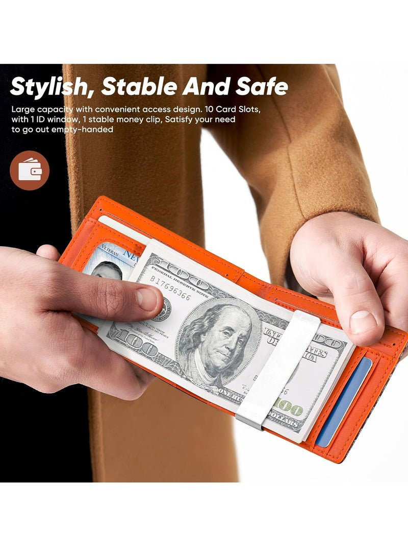 أوزيغالور المحفظة العريضة للرجال 12 مدخلًا للبطاقات نافذة هوية مع مقبض للنقود علبة الهدية - Image 2