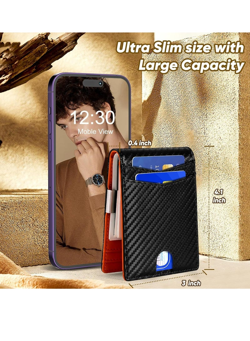 أوزيغالور المحفظة العريضة للرجال 12 مدخلًا للبطاقات نافذة هوية مع مقبض للنقود علبة الهدية - Image 5