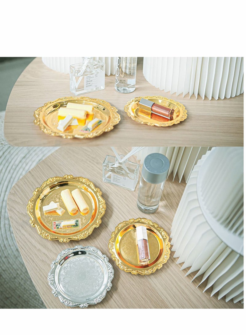 NIBEMINENT Jewelry Display Dish, Golden Nordic Style Sink Vanity Trays Cosmetics Organizer Soap Dish Candle Holder Trinket Tray Decorative Sundries  - Image 4