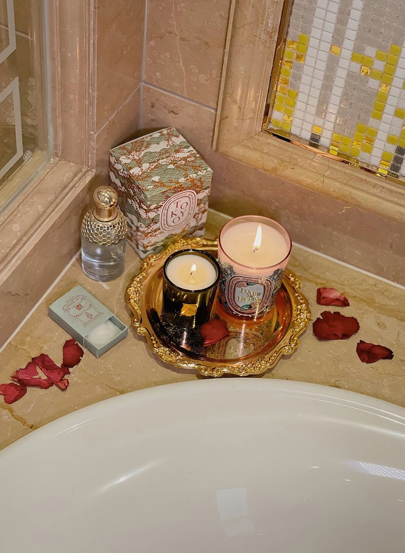 NIBEMINENT Jewelry Display Dish, Golden Nordic Style Sink Vanity Trays Cosmetics Organizer Soap Dish Candle Holder Trinket Tray Decorative Sundries  - Image 3