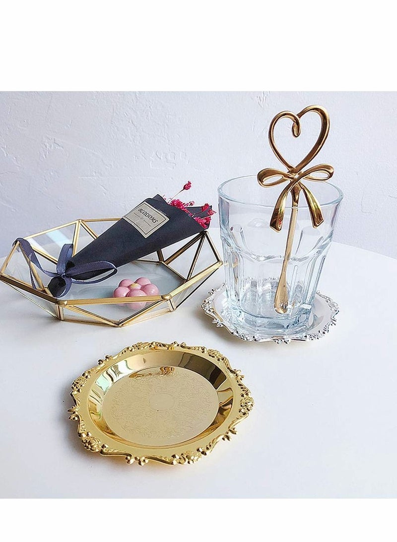 NIBEMINENT Jewelry Display Dish, Golden Nordic Style Sink Vanity Trays Cosmetics Organizer Soap Dish Candle Holder Trinket Tray Decorative Sundries  - Image 2