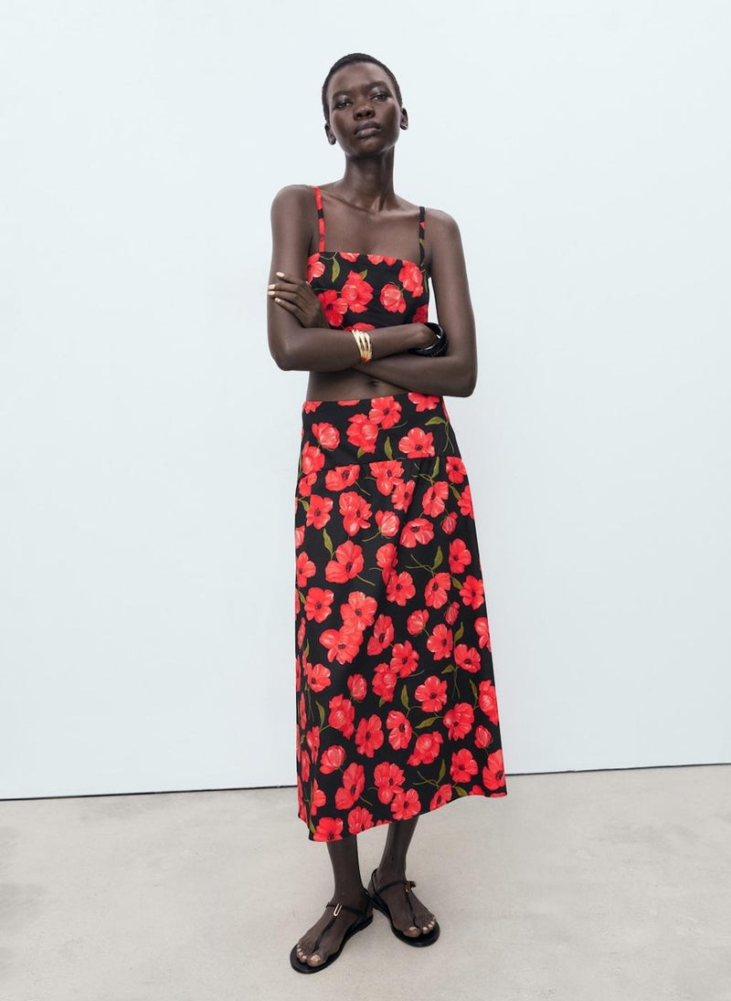MANGO Floral-Print Flared Skirt  - Image 4