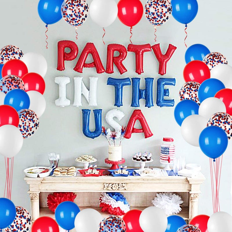 JOYYPOP 80Pcs Red White and Blue Latex Balloons with Confetti Balloons for 4th of July Decorations Independence Day Patriotic Anniversary - Image 2