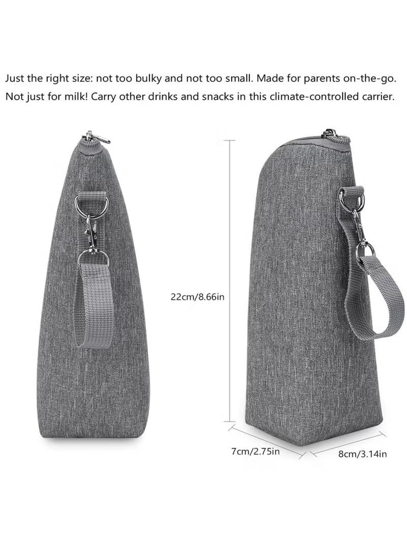 Baby Bottle Cooler Bag, Insulated Breastmilk Cooler Tote Bag, Carrying Portable Nursing Bottle Cooler Warmer Bag for Nursing Mom Daycare Travel, Grey.