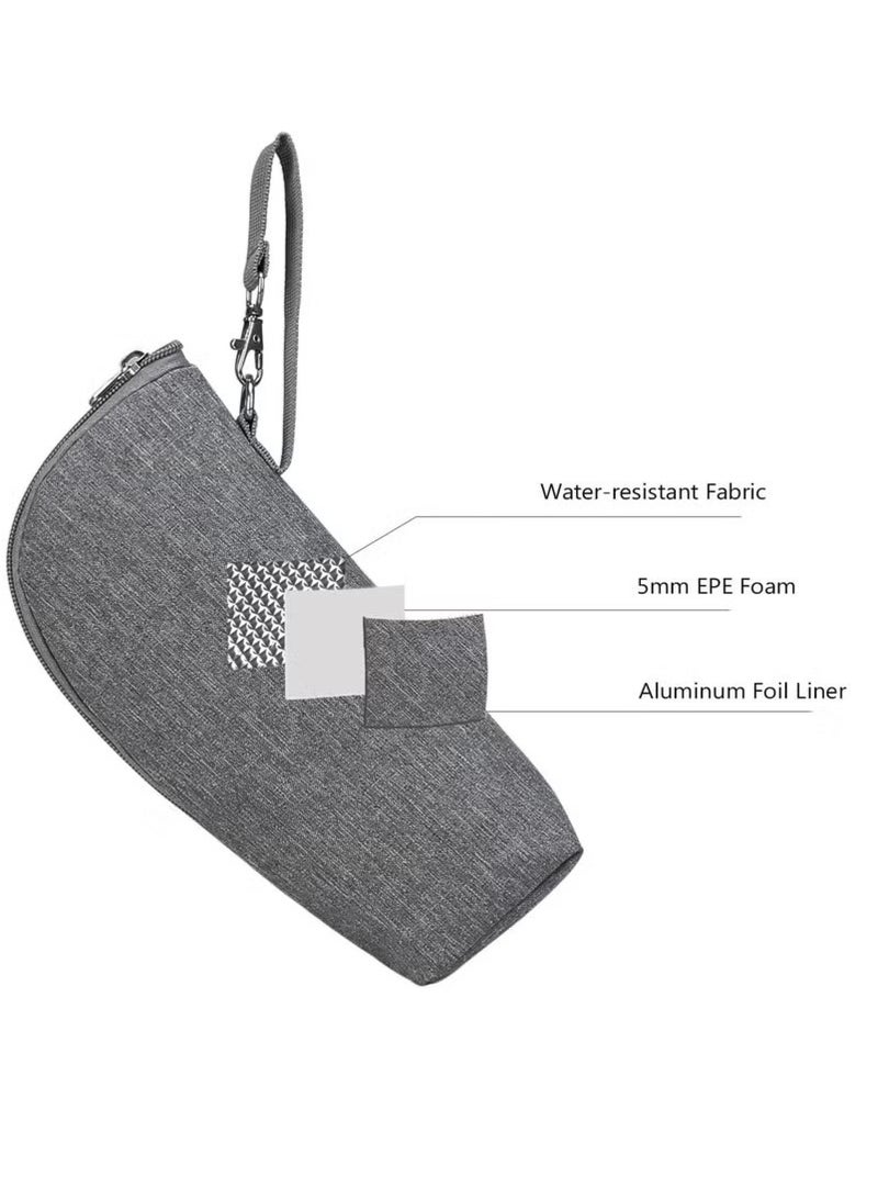 Baby Bottle Cooler Bag, Insulated Breastmilk Cooler Tote Bag, Carrying Portable Nursing Bottle Cooler Warmer Bag for Nursing Mom Daycare Travel, Grey.